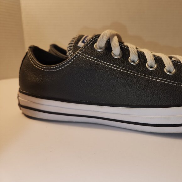 Grey Leather Converse All Stars Low Top Sneakers Men's Size 9 Women's Size 11 - Picture 7 of 12